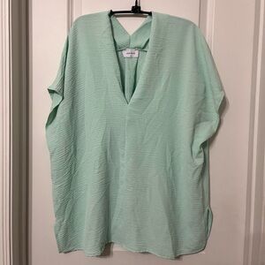 Adrienne Light Green V-Neck Top